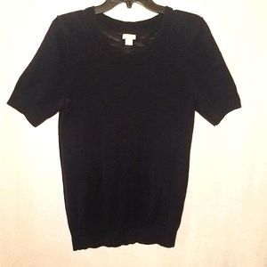J. Crew Med Navy Blue Short Sleeve Sweater Top